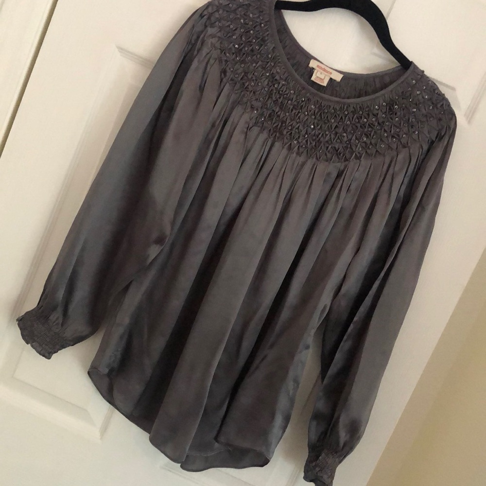 Satin beaded neckline top